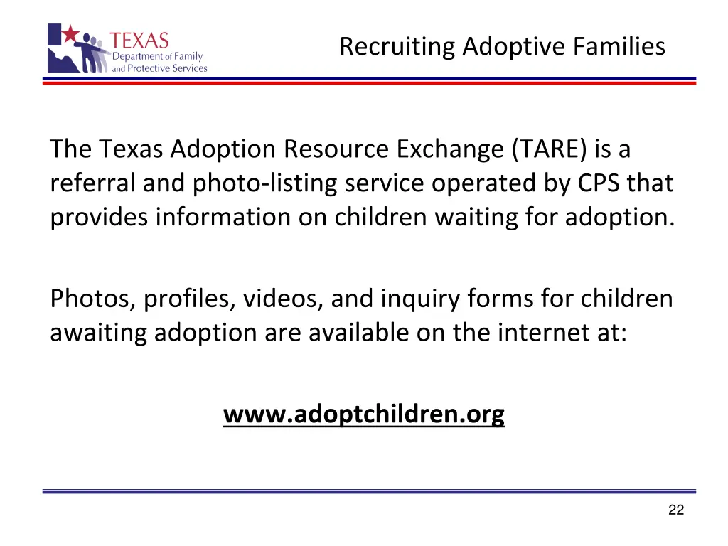 recruiting adoptive families