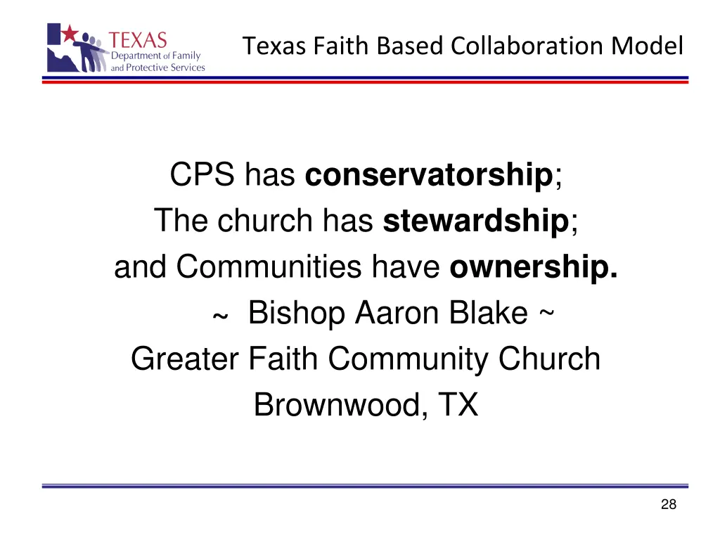 texas faith based collaboration model