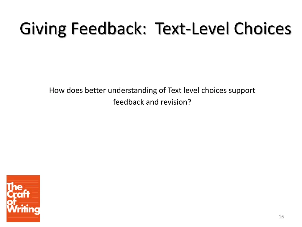 giving feedback text level choices 1