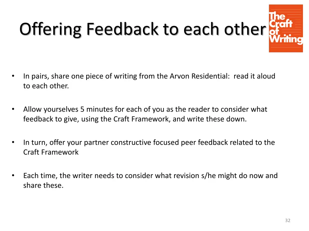 offering feedback to each other