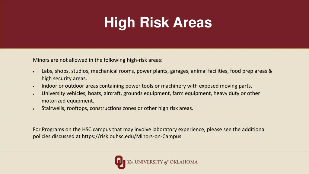 high risk areas