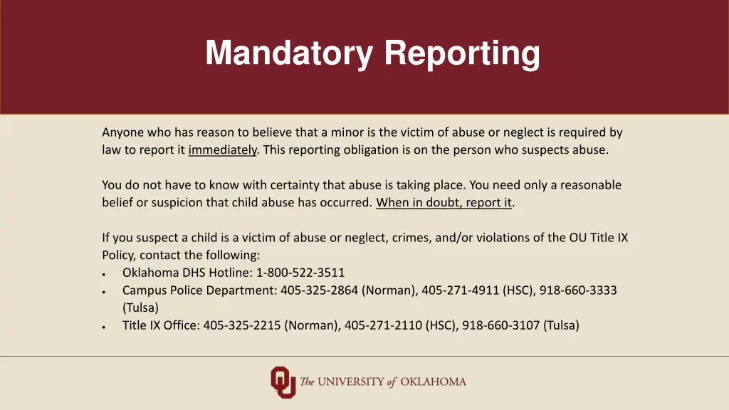 mandatory reporting