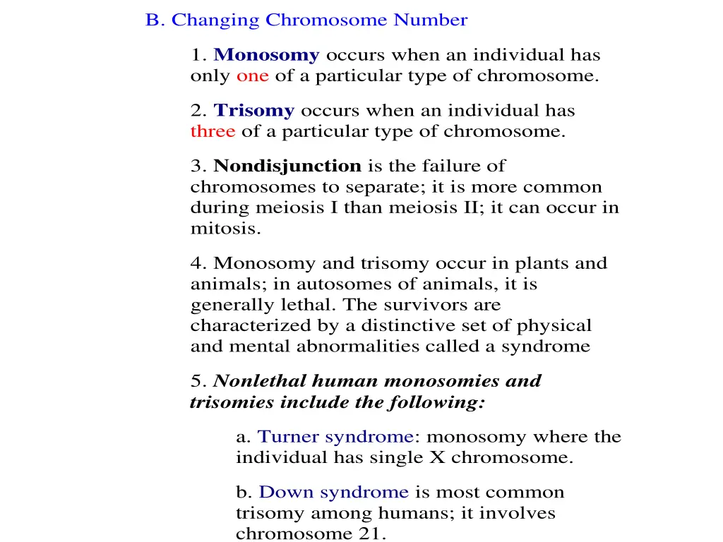 b changing chromosome number