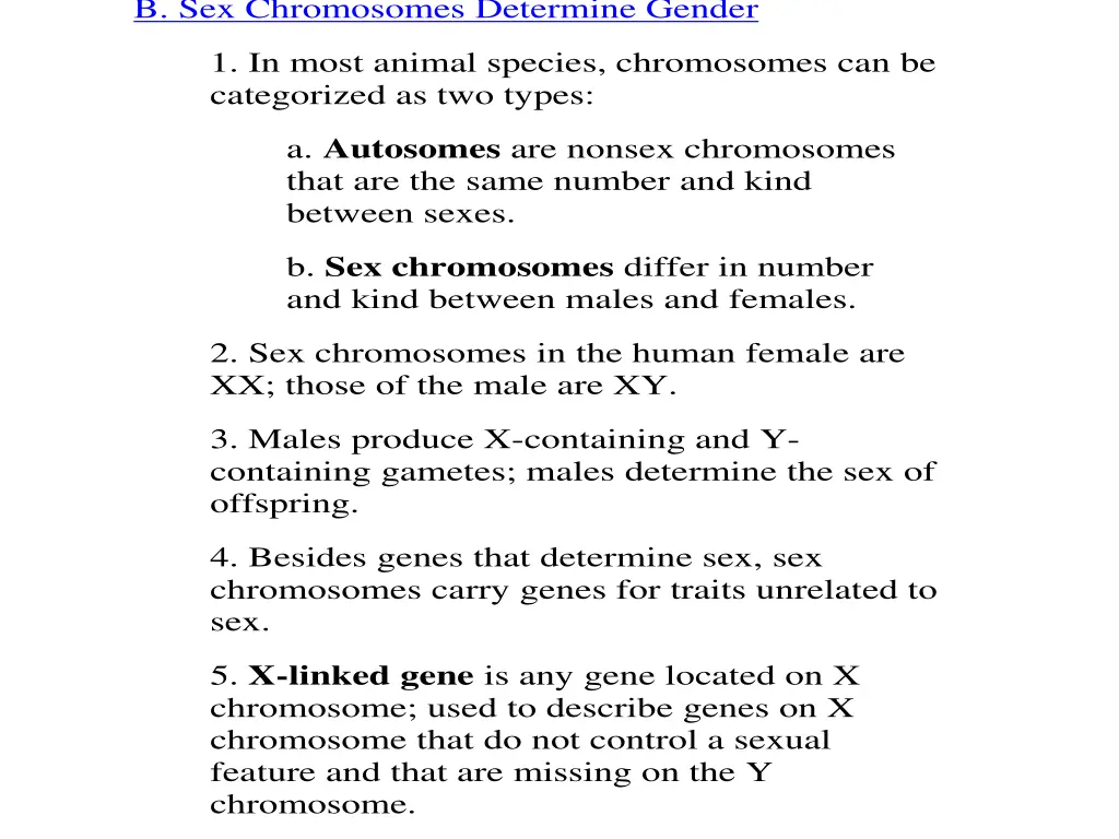 b sex chromosomes determine gender