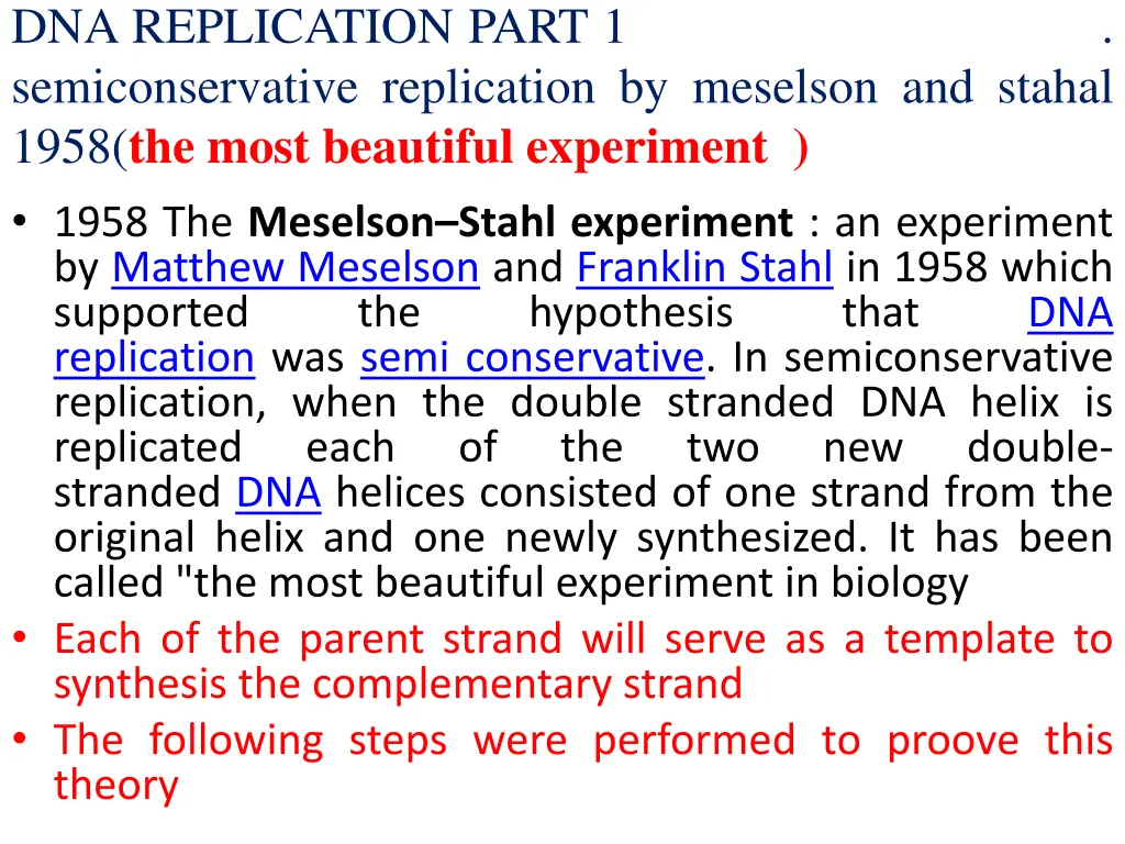 dna replication part 1 semiconservative