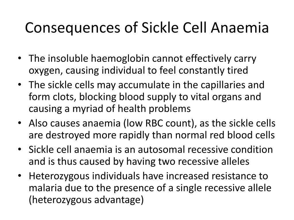 consequences of sickle cell anaemia