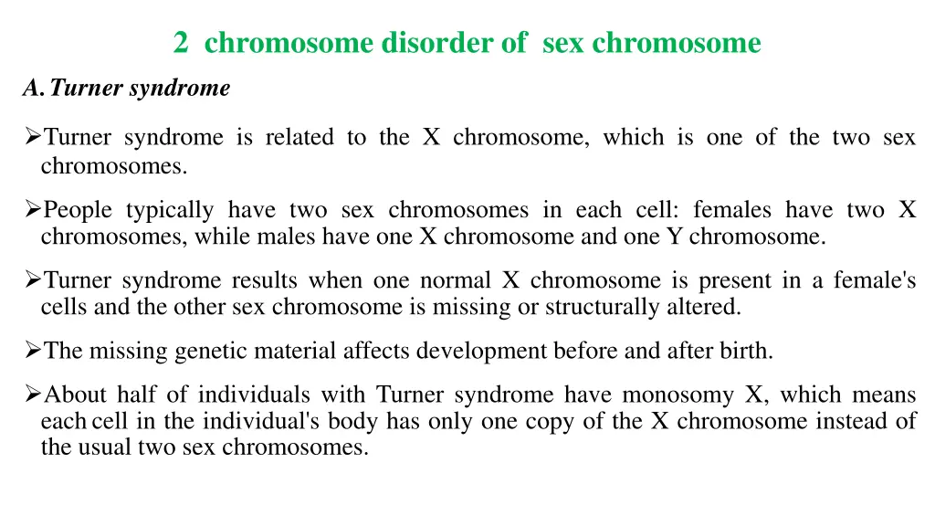 2 chromosome disorder of sex chromosome a turner