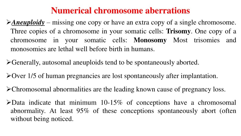 numerical chromosome aberrations aneuploidy