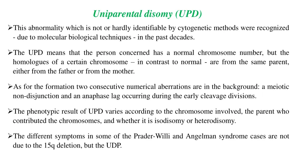 uniparental disomy upd