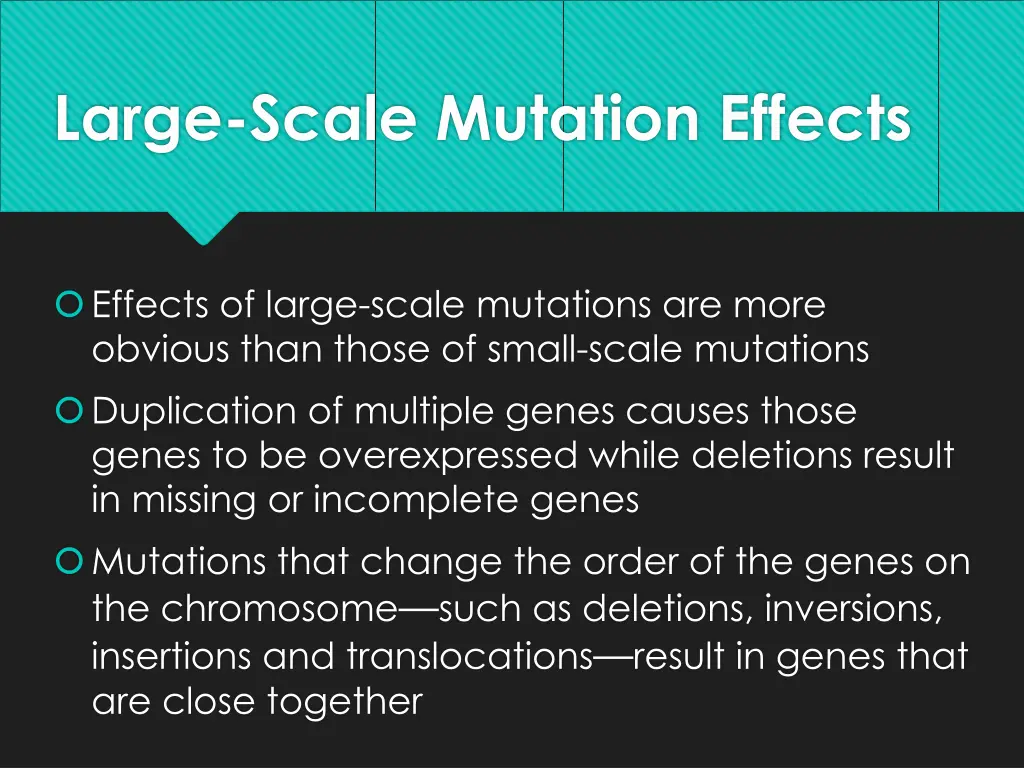 large scale mutation effects