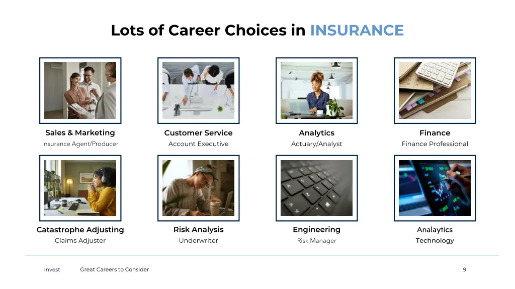lots of career choices in insurance