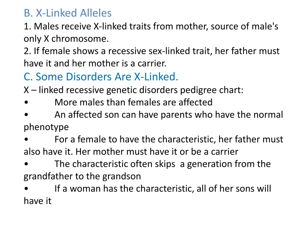 b x linked alleles 1 males receive x linked