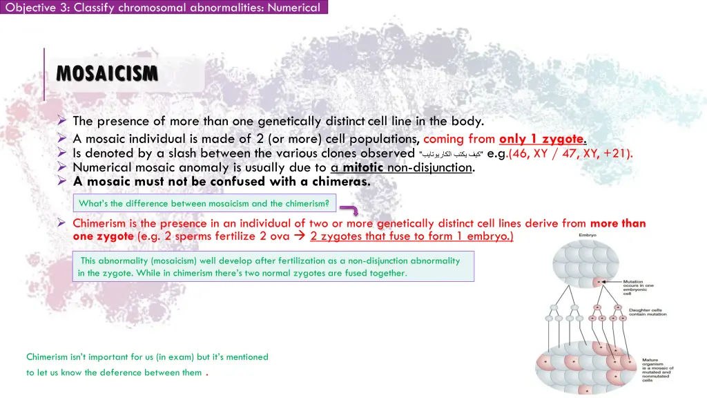 objective 3 classify chromosomal abnormalities