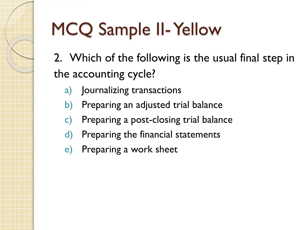 mcq sample ii yellow 1