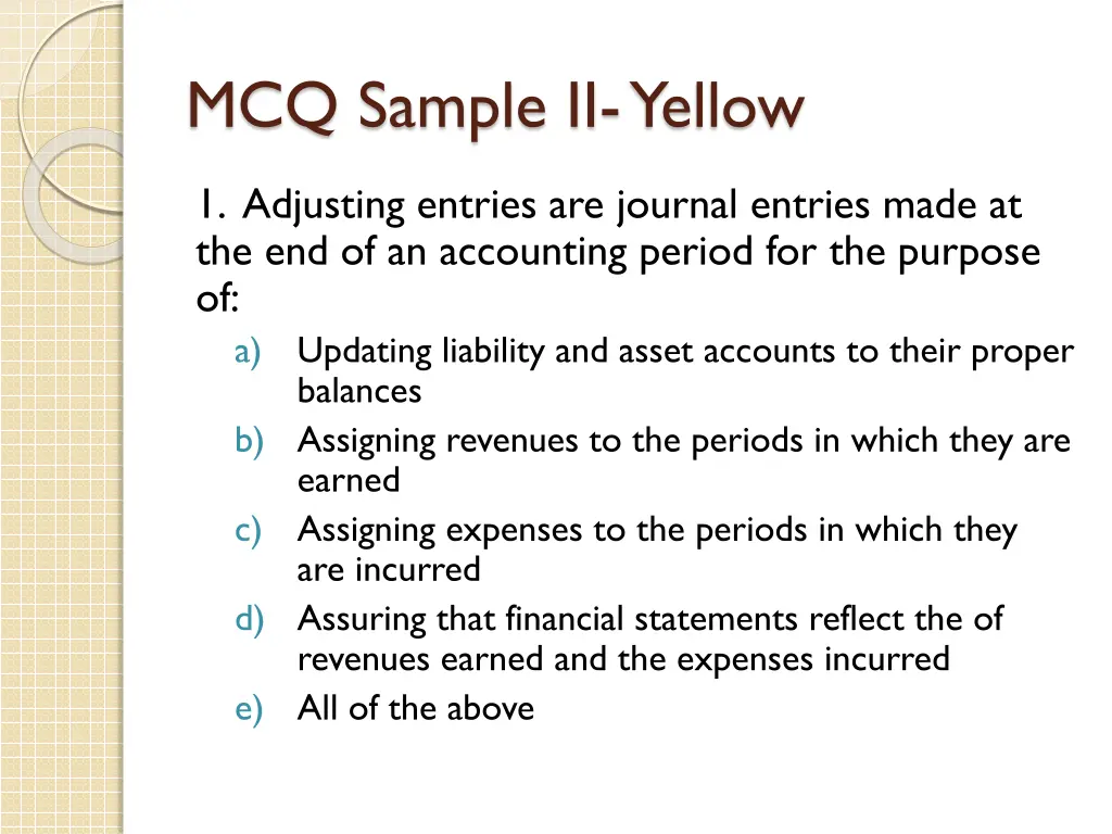 mcq sample ii yellow