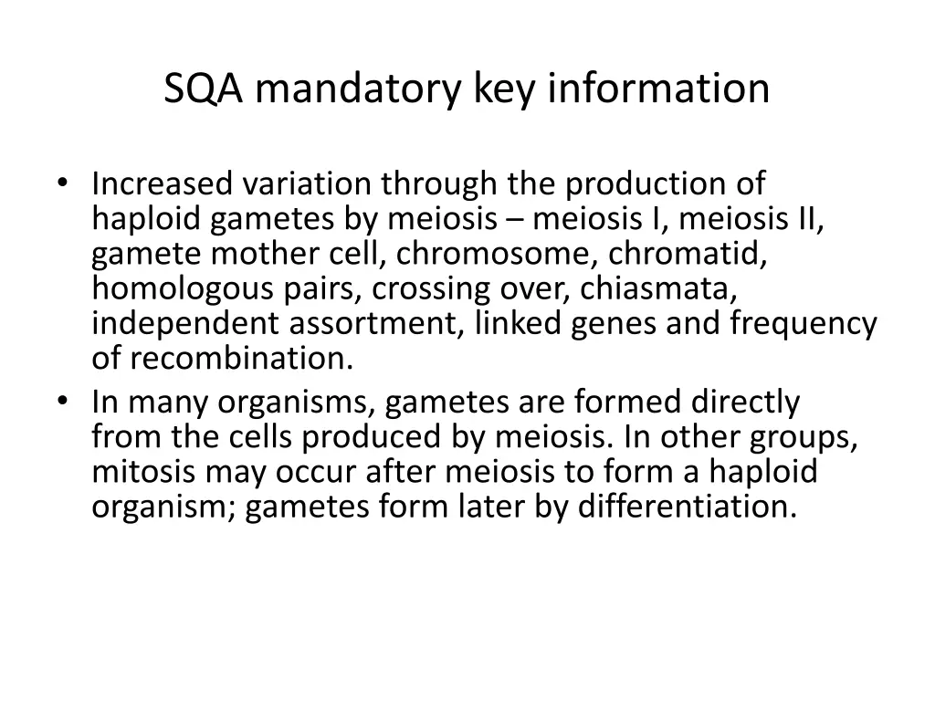 sqa mandatory key information