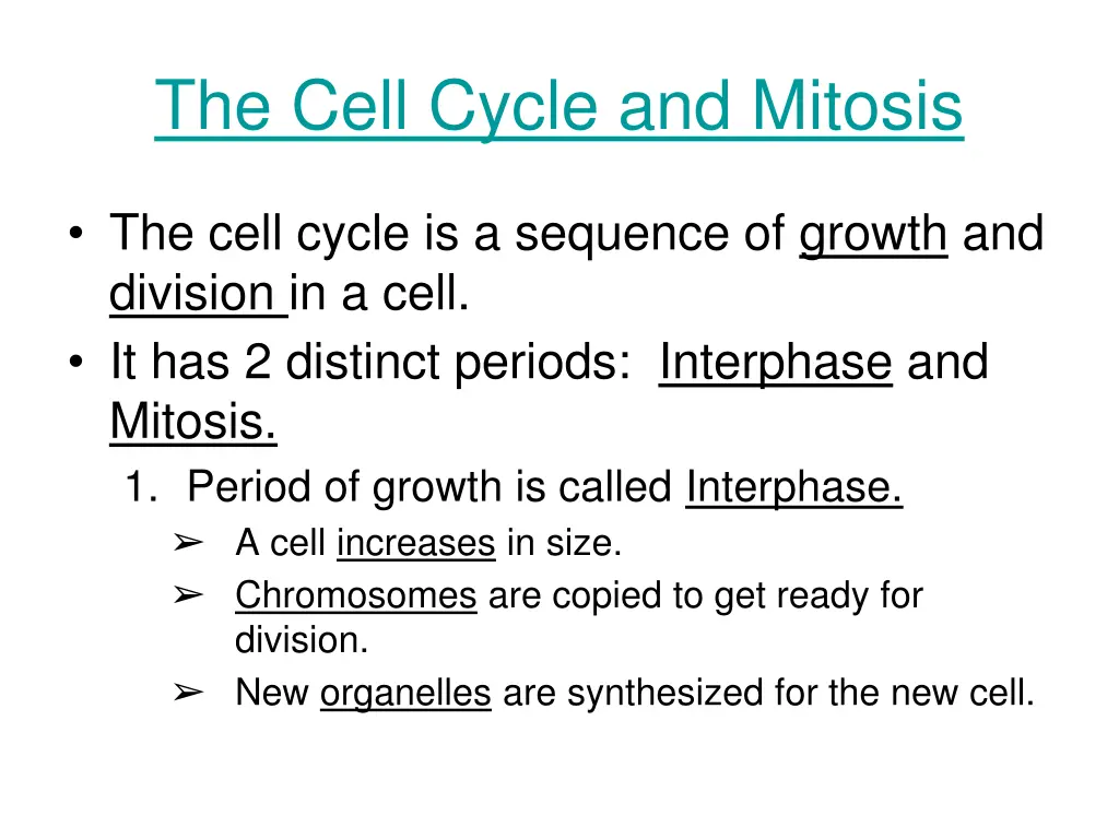 the cell cycle and mitosis