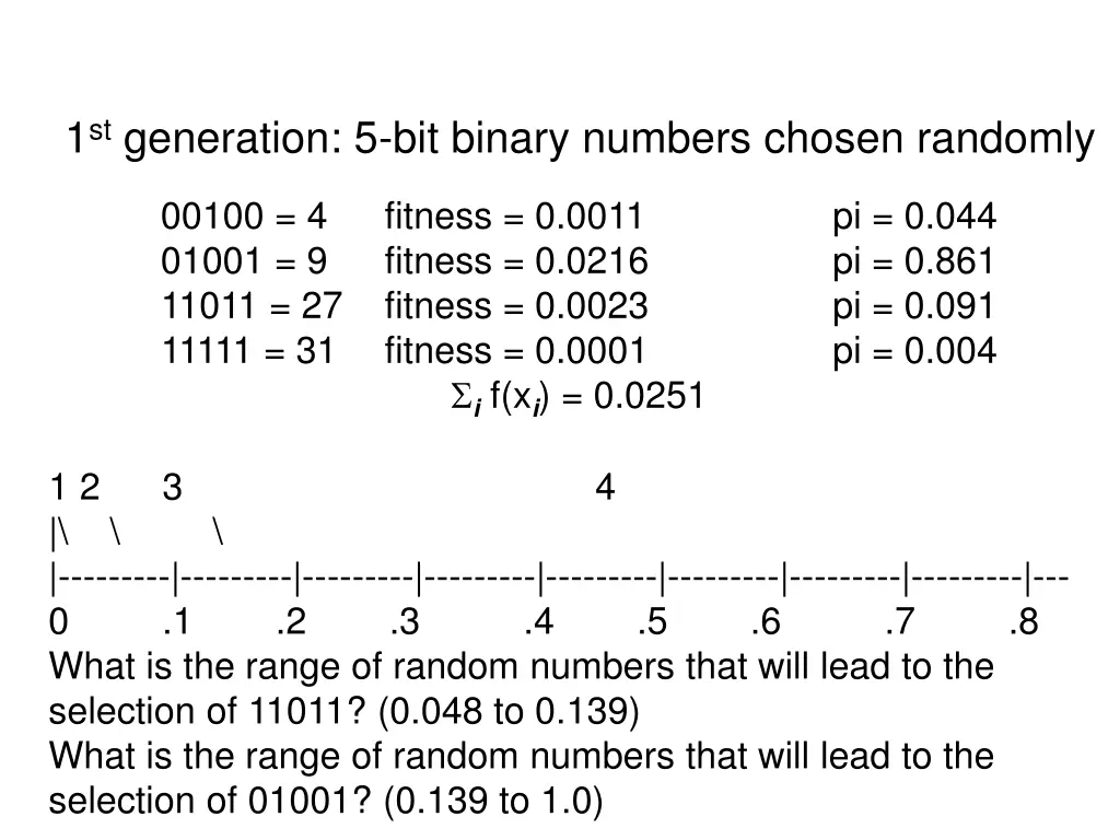 1 st generation 5 bit binary numbers chosen 1