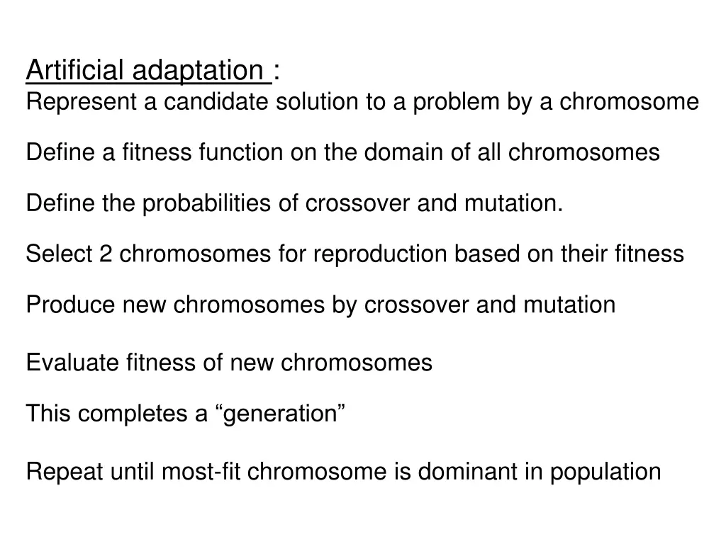 artificial adaptation represent a candidate