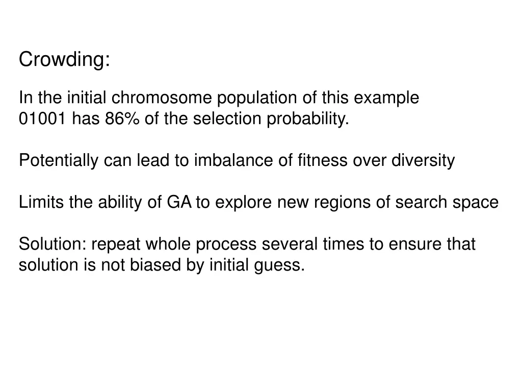 crowding in the initial chromosome population