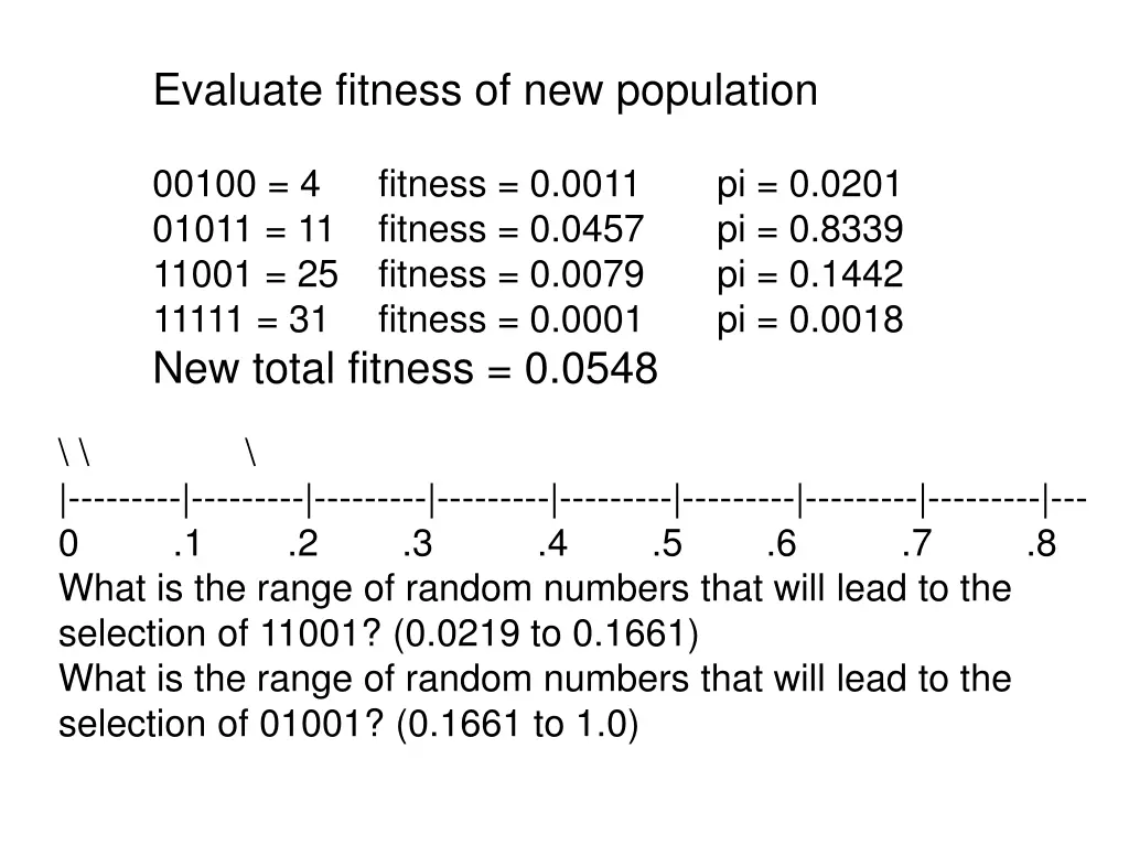 evaluate fitness of new population