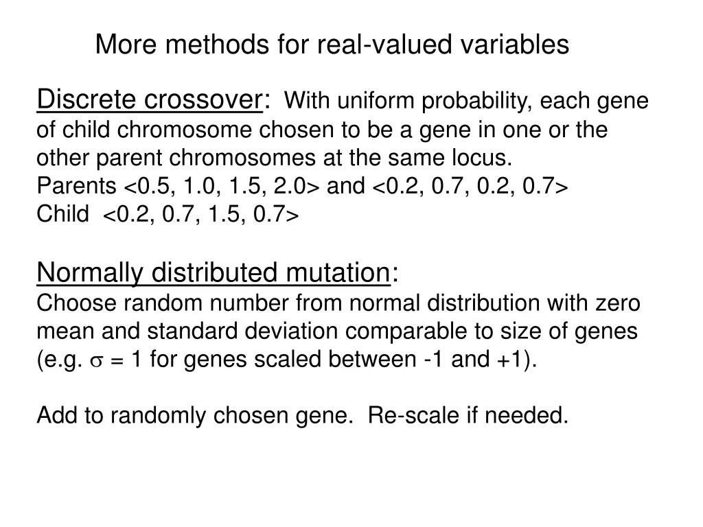 more methods for real valued variables 1