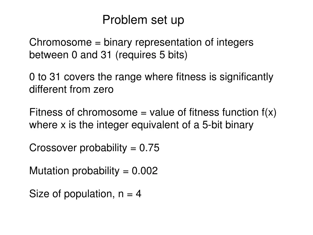 problem set up