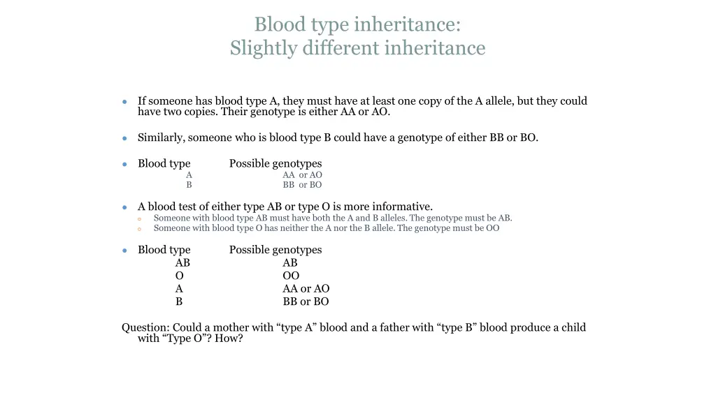 blood type inheritance slightly different