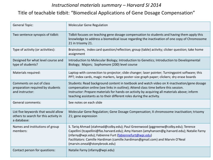 instructional materials summary harvard si 2014