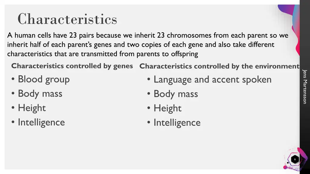 characteristics a human cells have 23 pairs