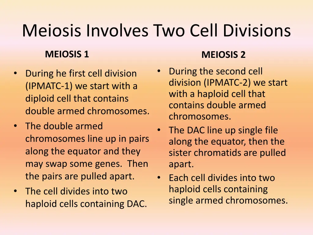 meiosis involves two cell divisions