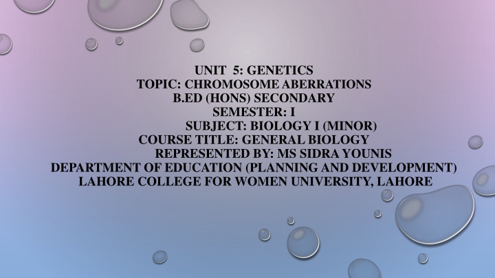 unit 5 genetics topic chromosome aberrations