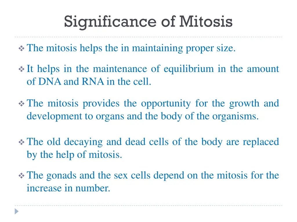 significance of mitosis