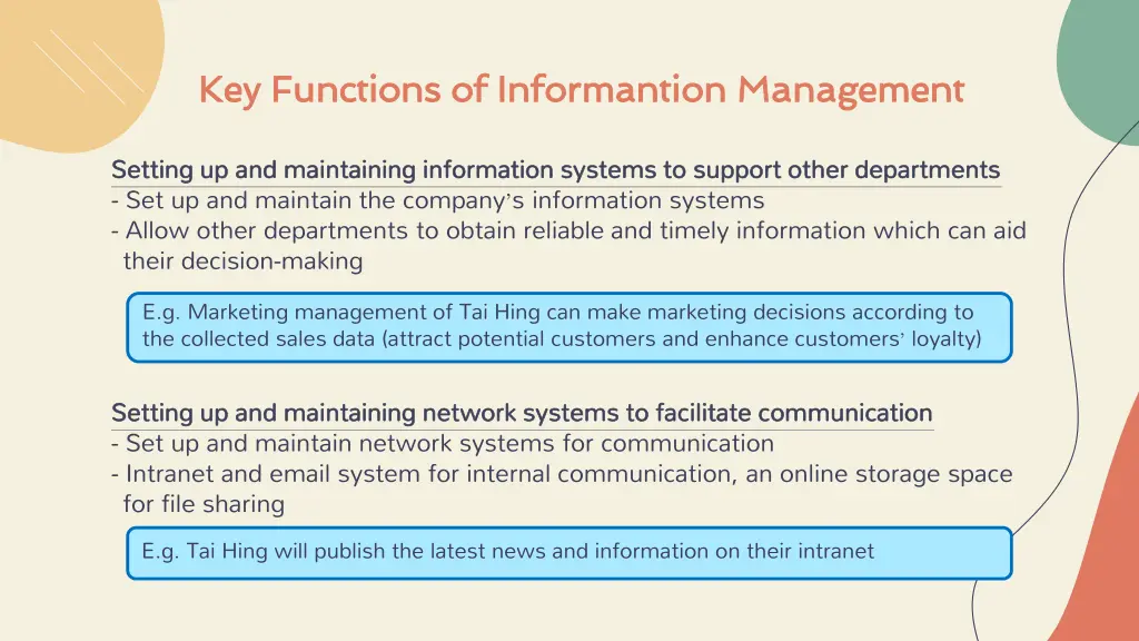 key functions of informantion management