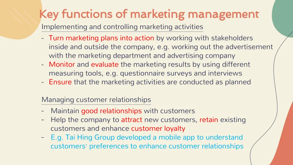 key functions of marketing management