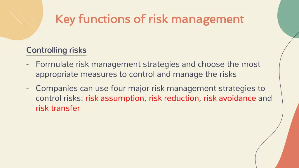 key functions of risk management key functions