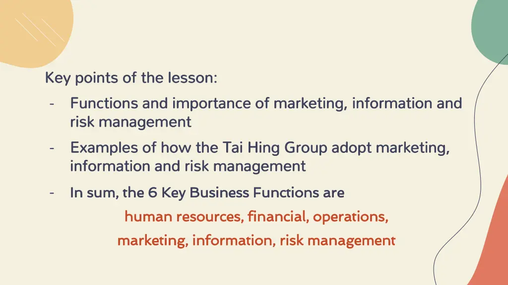 key points of the lesson risk management