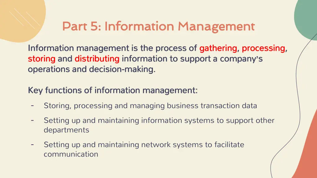 part 5 information management part 5 information