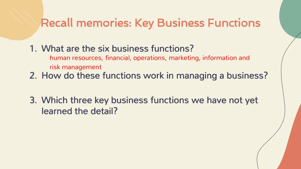 recall memories key business functions recall