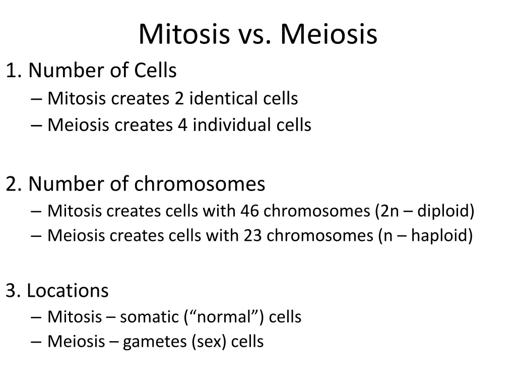 mitosis vs meiosis