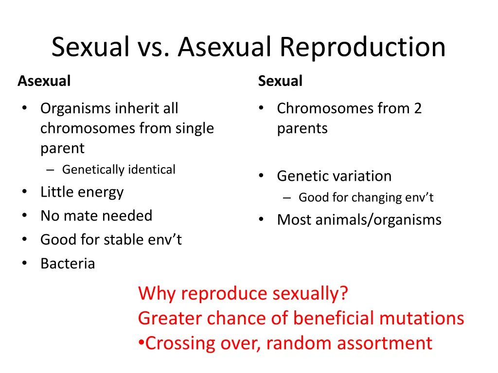 sexual vs asexual reproduction