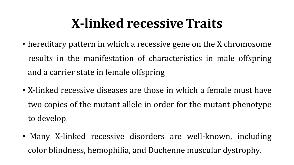 x linked recessivetraits