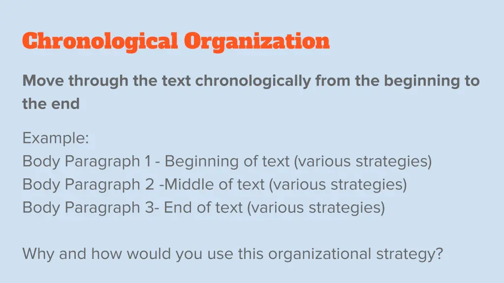 chronological organization