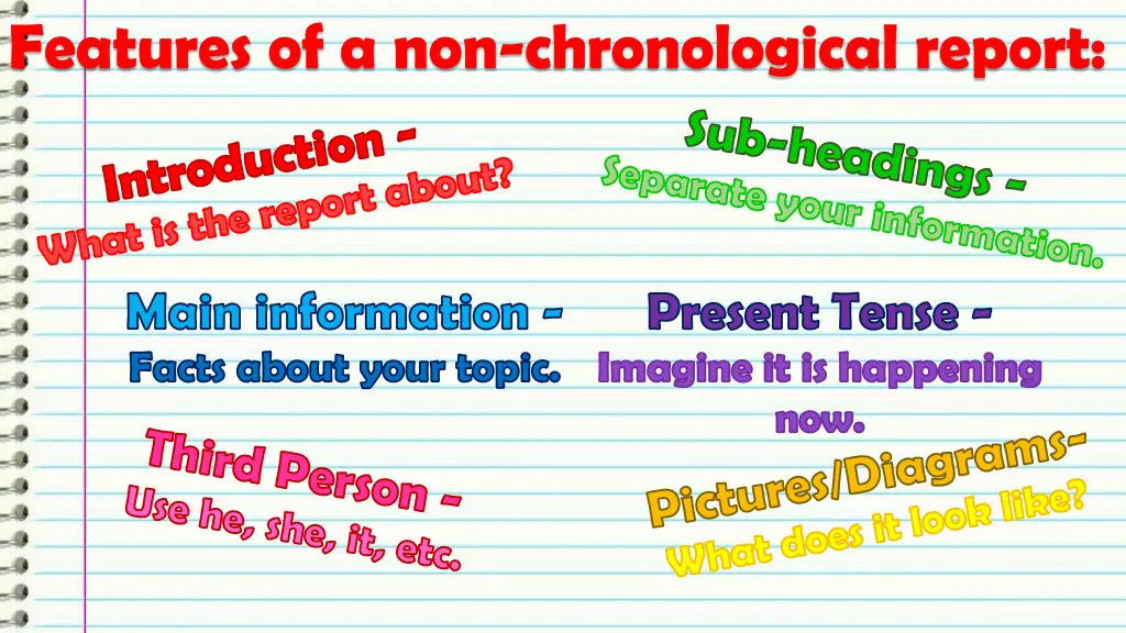 features of a non chronological report