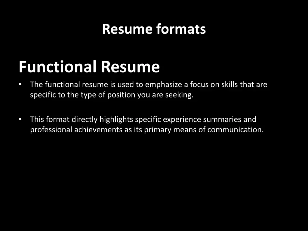 resume formats