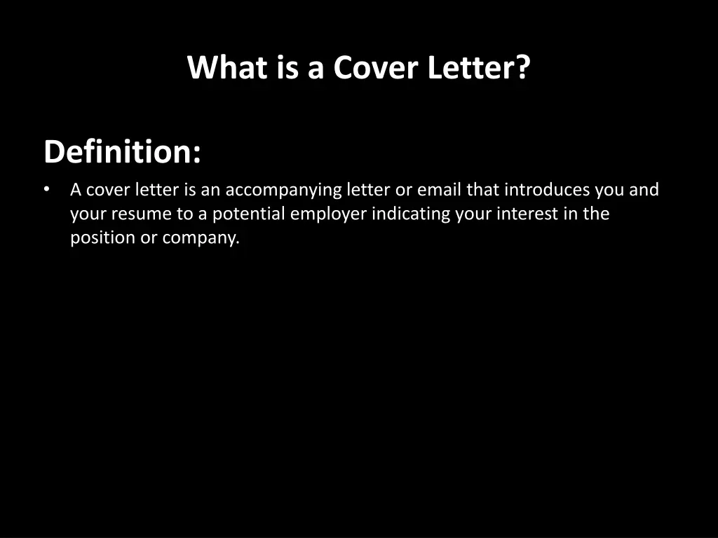 what is a cover letter