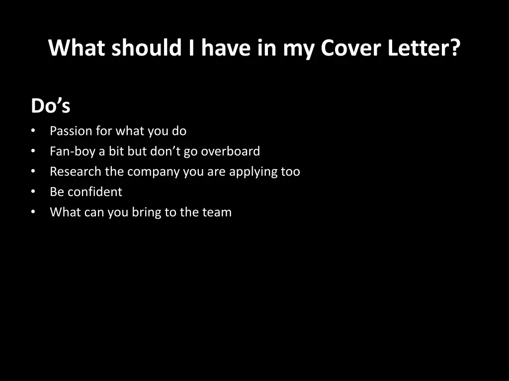 what should i have in my cover letter