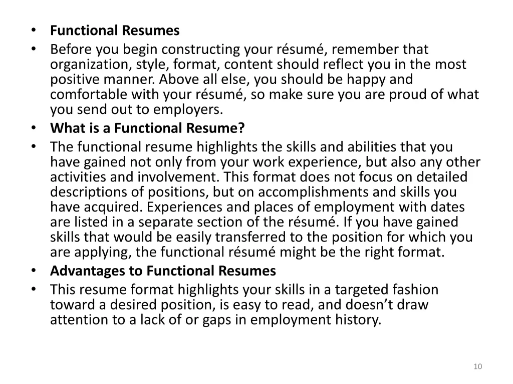 functional resumes before you begin constructing