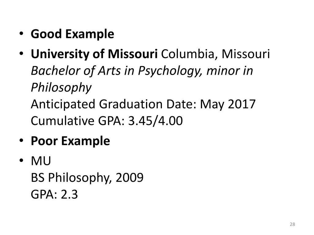 good example university of missouri columbia