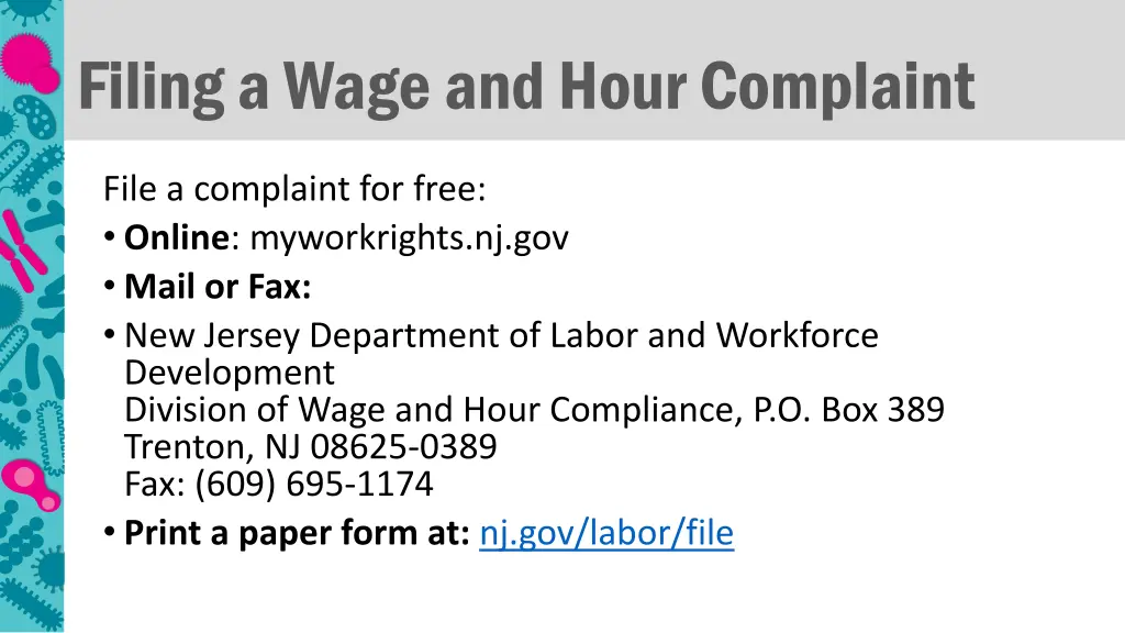 filing a wage and hour complaint